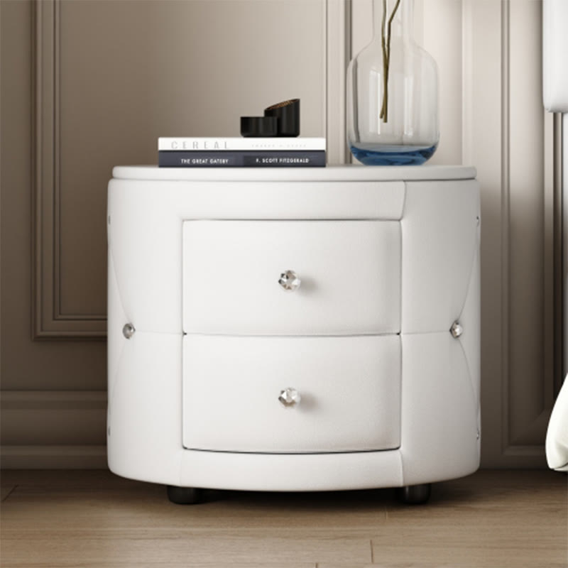 Modern Minimalist Oval Leather Nightstand