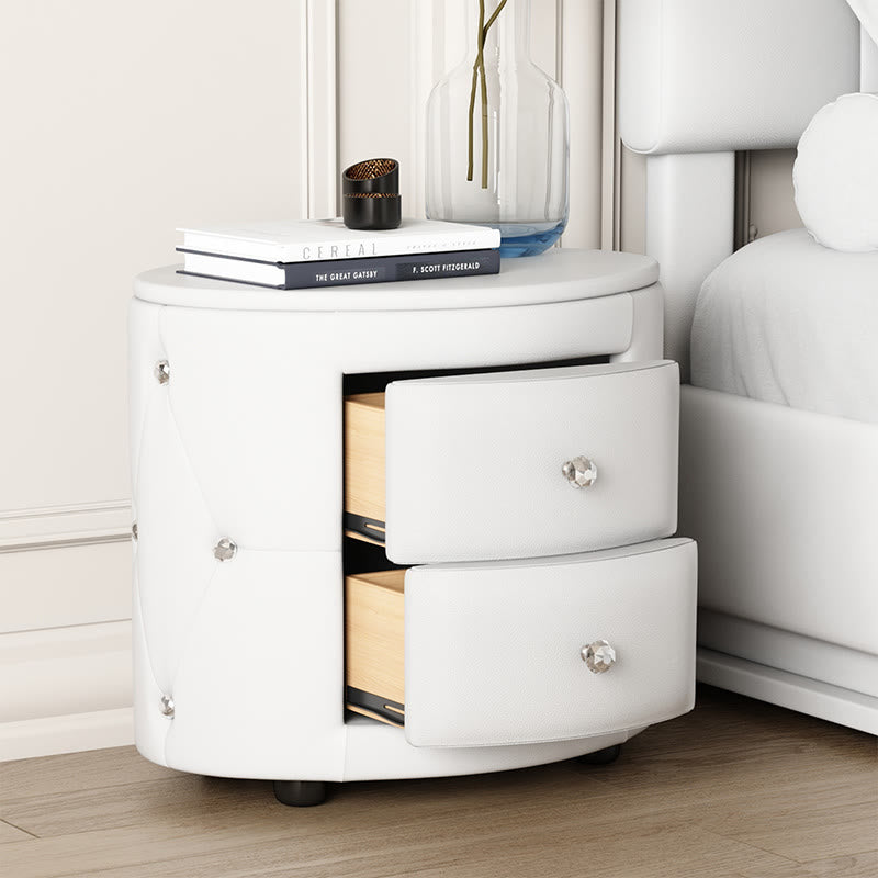 Modern Minimalist Oval Leather Nightstand