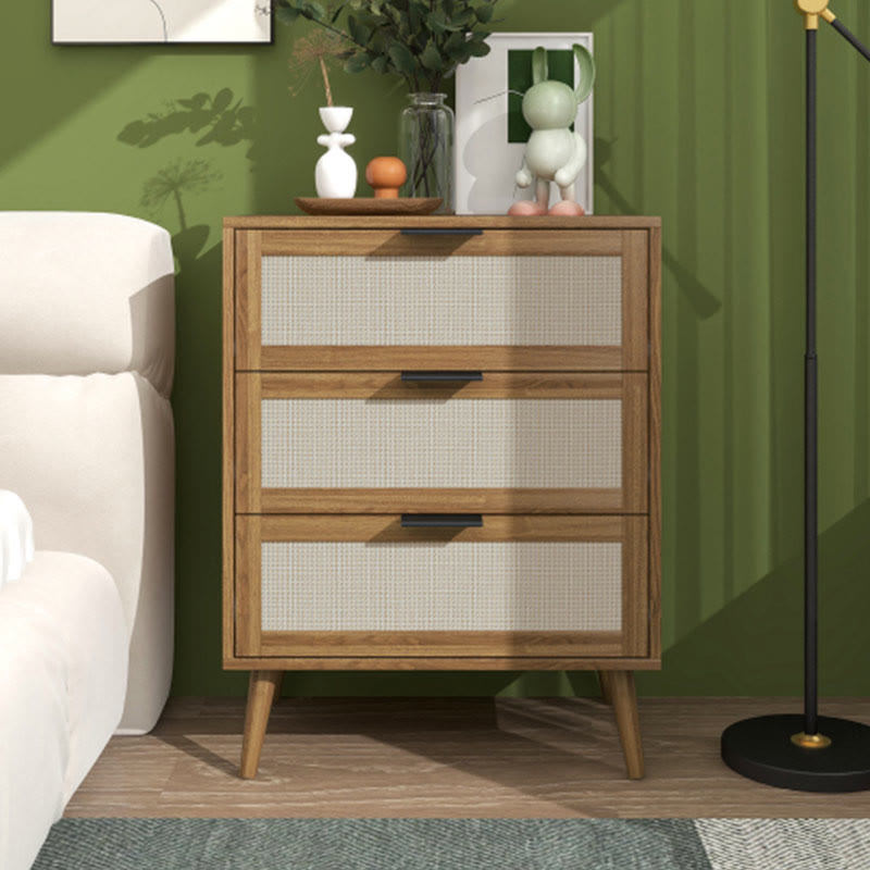 Medieval Style Rattan Nightstand - 2x Walnut - image 13