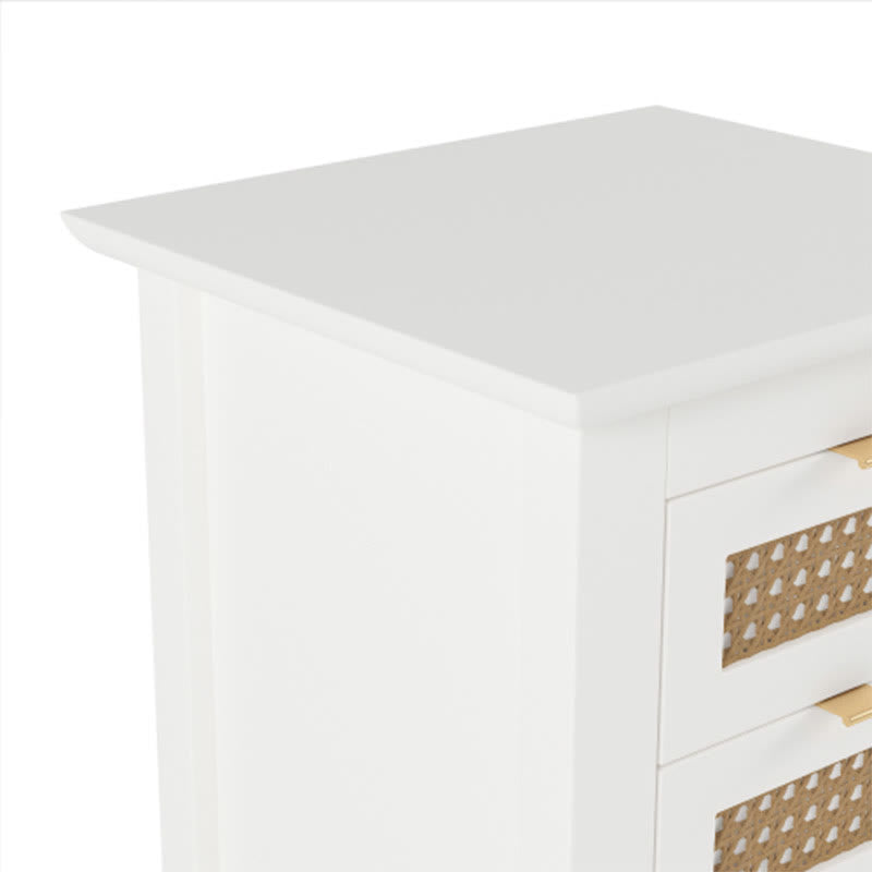 Medieval Style Wooden Rattan Drawer Nightstand - image 7