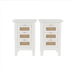 Medieval Style Wooden Rattan Drawer Nightstand - image 4
