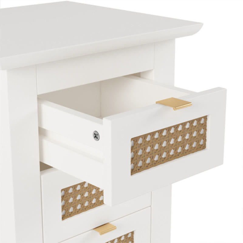 Medieval Style Wooden Rattan Drawer Nightstand - image 6