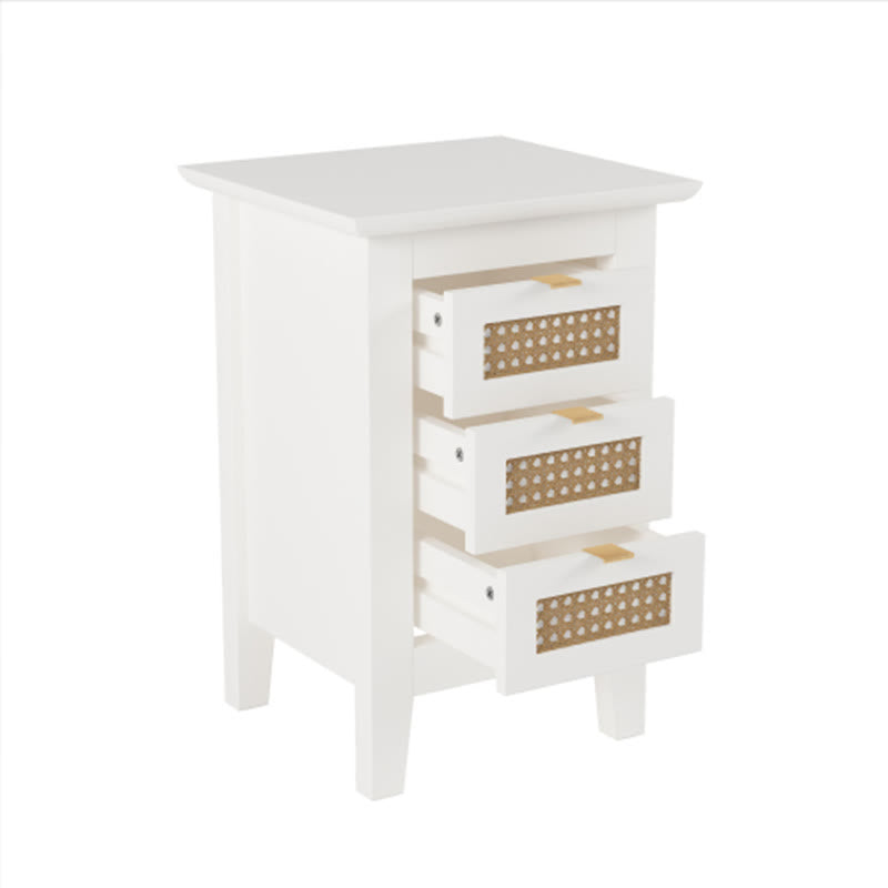 Medieval Style Wooden Rattan Drawer Nightstand - image 5