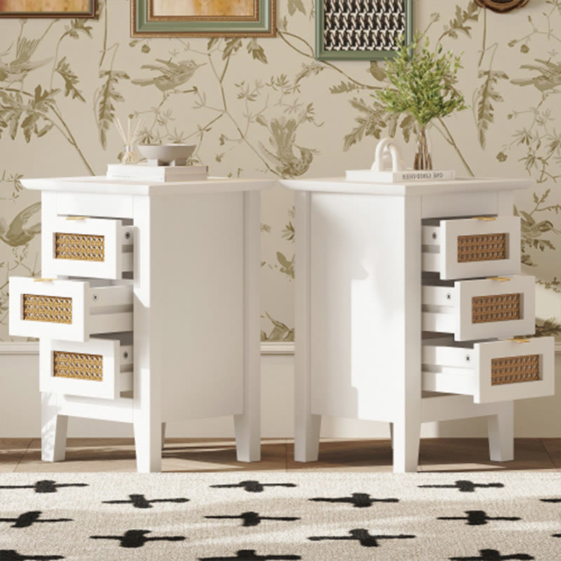 Medieval Style Wooden Rattan Drawer Nightstand - image 0