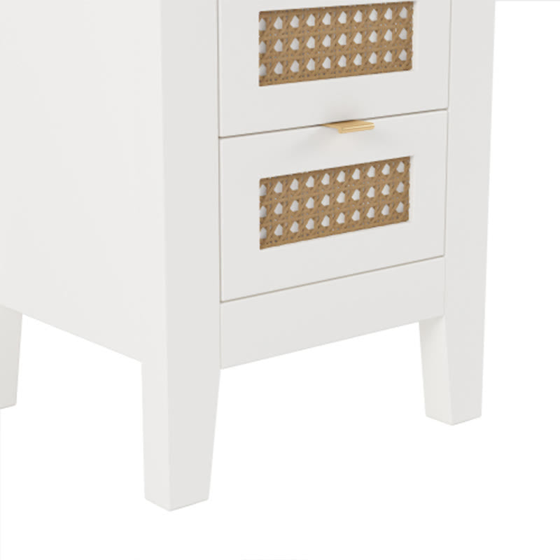 Medieval Style Wooden Rattan Drawer Nightstand - image 8