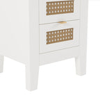 Medieval Style Wooden Rattan Drawer Nightstand - image 8
