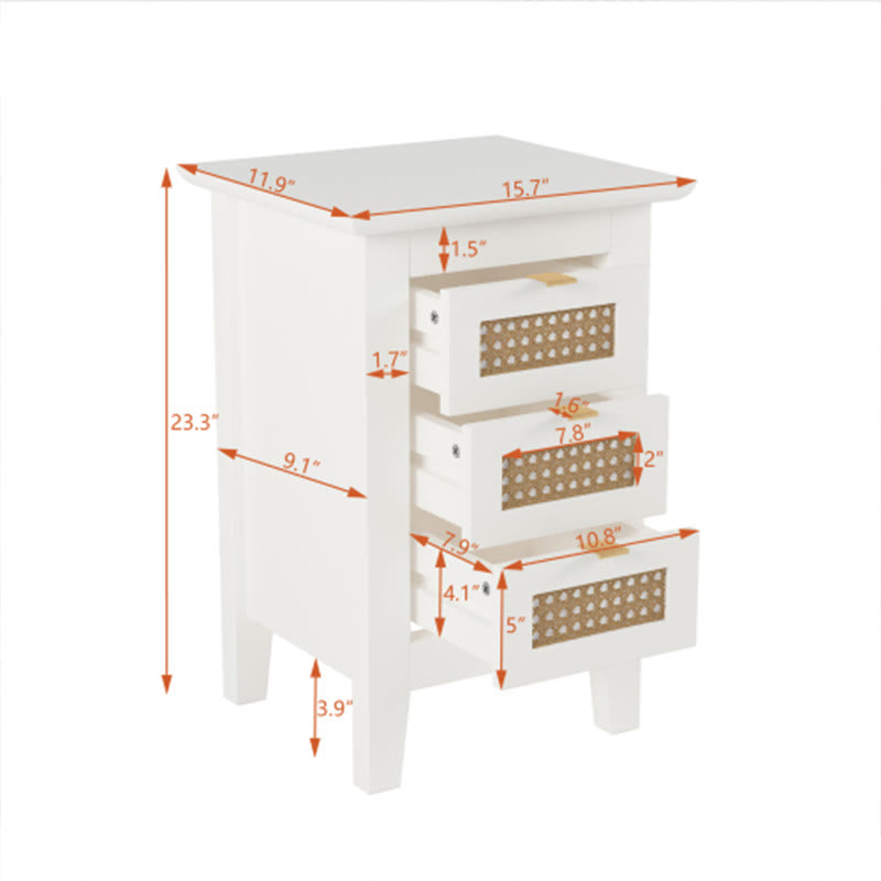 Medieval Style Wooden Rattan Drawer Nightstand - image 9