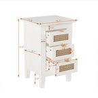 Medieval Style Wooden Rattan Drawer Nightstand - image 9