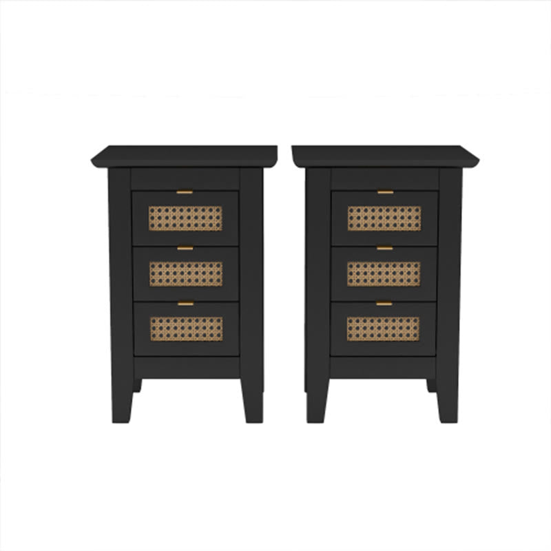 Medieval Style Wooden Rattan Drawer Nightstand - image 11