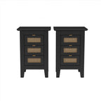 Medieval Style Wooden Rattan Drawer Nightstand - image 11