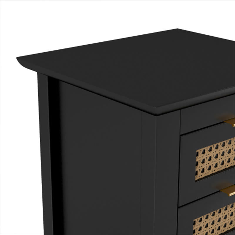 Medieval Style Wooden Rattan Drawer Nightstand - image 17