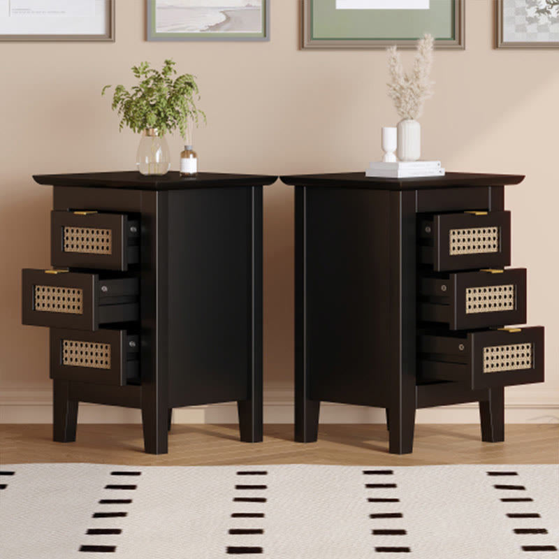 Medieval Style Wooden Rattan Drawer Nightstand - image 10