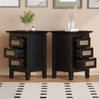 Medieval Style Wooden Rattan Drawer Nightstand - image 10