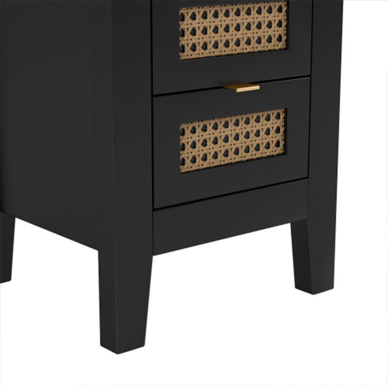 Medieval Style Wooden Rattan Drawer Nightstand - image 18