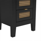 Medieval Style Wooden Rattan Drawer Nightstand - image 18