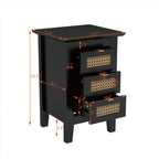 Medieval Style Wooden Rattan Drawer Nightstand - image 19
