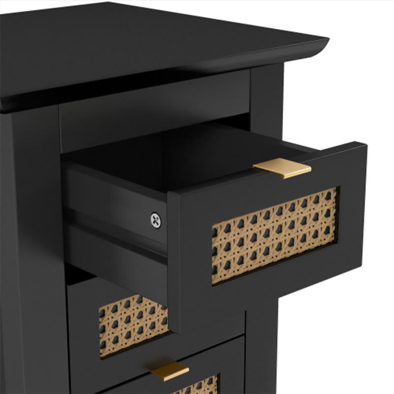 Medieval Style Wooden Rattan Drawer Nightstand - image 16