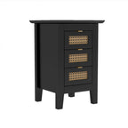 Medieval Style Wooden Rattan Drawer Nightstand - image 14