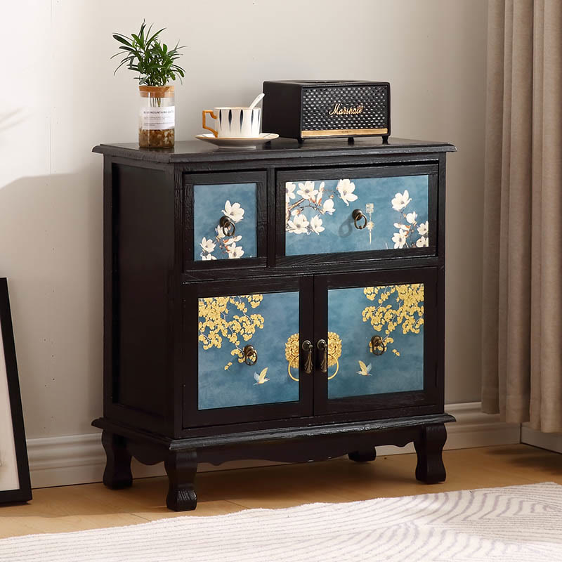 Painted Nightstand Solid Wood Bedside Table - 2x Black - image 0