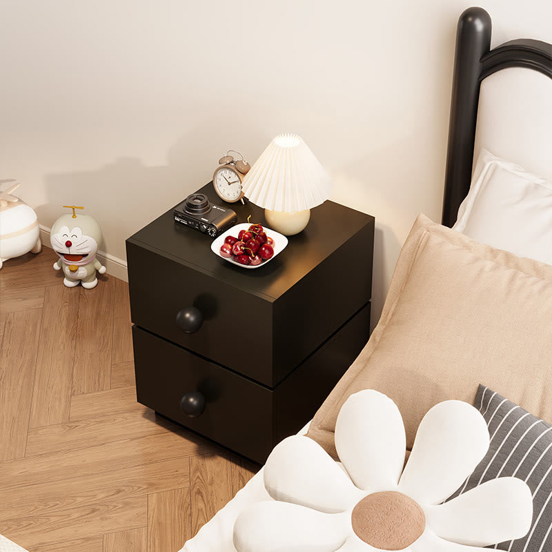 Ultra-narrow Nightstand Simple Storage Cabinet - 2x Black - image 5