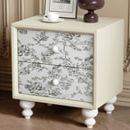 Mid-Century Nightstand Modern Bedside Table - 2x Beige - image 1