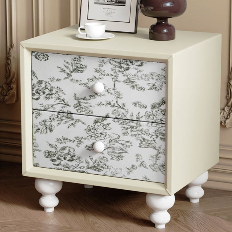 Mid-Century Nightstand Modern Bedside Table - 2x Beige - image 1