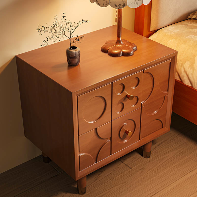 Carved Solid Wood Bedside Table