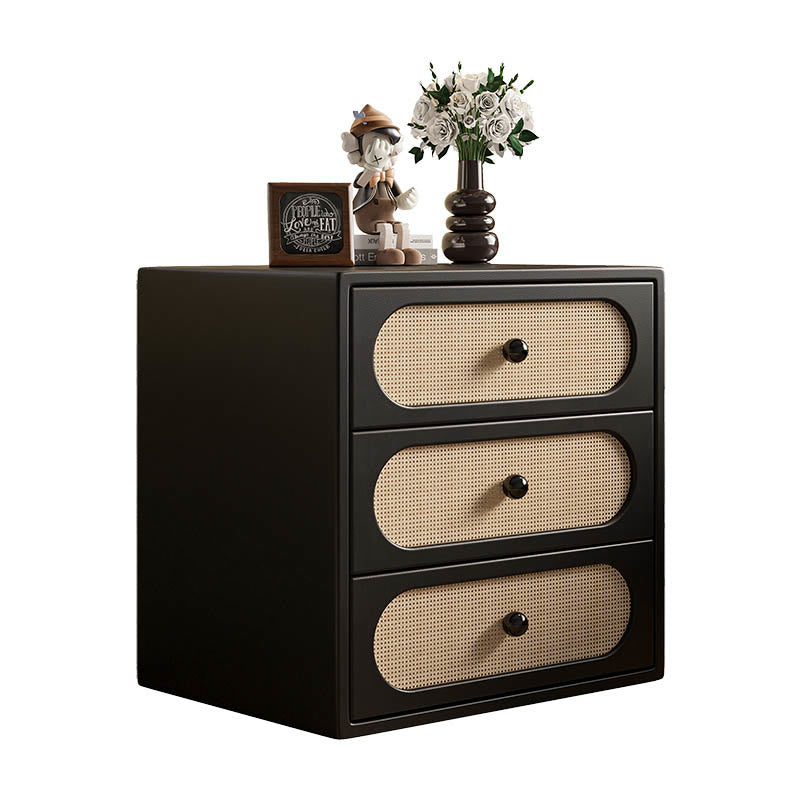 Rattan Nightstand Solid Wood Bedside Table - image 1