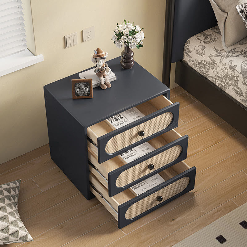 Rattan Nightstand Solid Wood Bedside Table - image 2