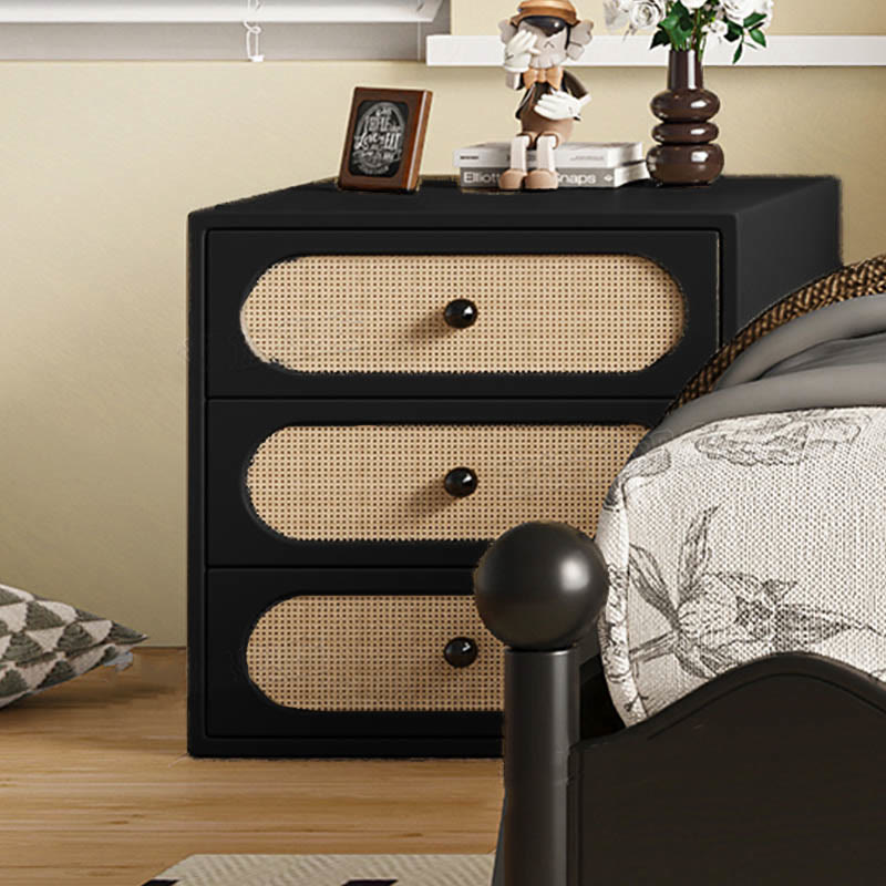 Rattan Nightstand Solid Wood Bedside Table - image 3