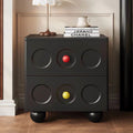 Mid-Century Solid Wood Nightstand Painted Storage Cabinet - 2x Black - image 0