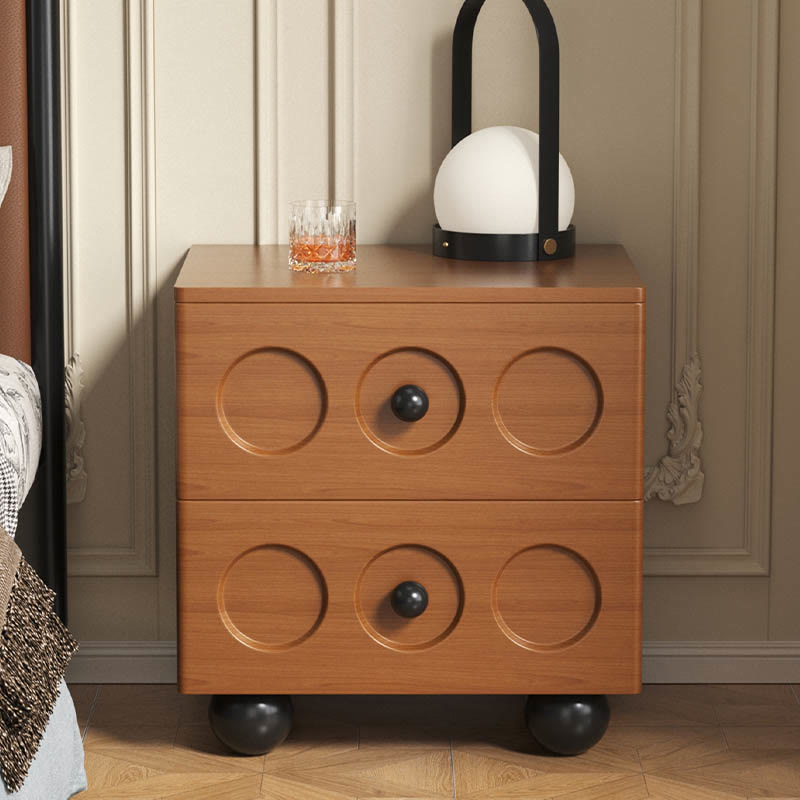 Mid-Century Solid Wood Nightstand Painted Storage Cabinet - 2x Coffee - image 8