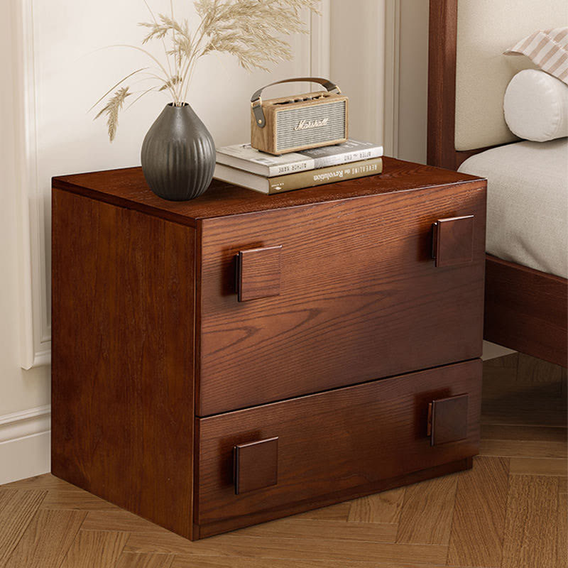 Mid-Century Nightstand Simple Bedside Cabinet - 2x Coffee - image 0
