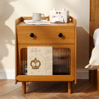 Solid Wood Glass Door Bedside Table - image 6