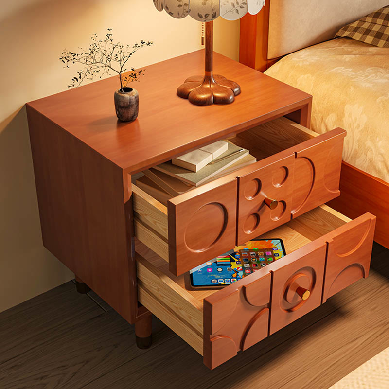 Carved Solid Wood Bedside Table - image 12