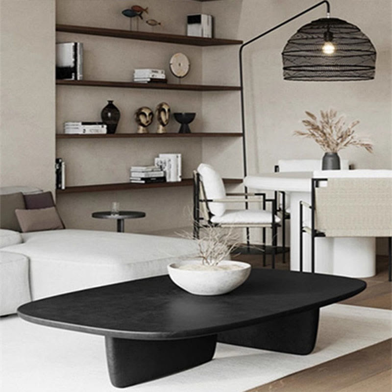 Simple Square Ash Wood Tea Table - Black - image 0