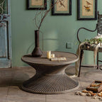 Rattan Round Wood Coffee Table - Charcoal - image 2