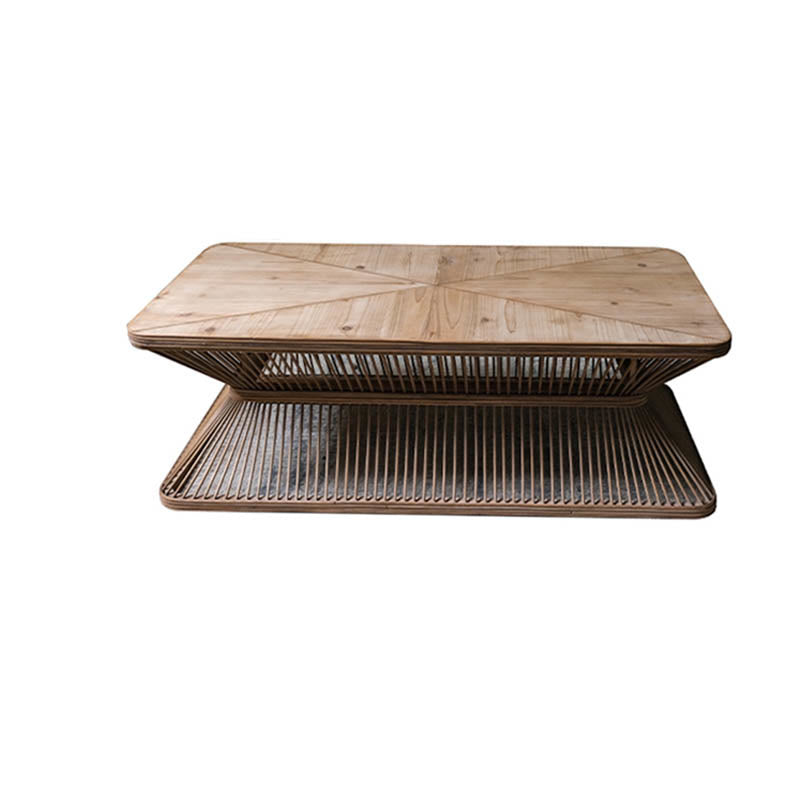 Retro Bamboo Solid Wood Coffee Table - image 1