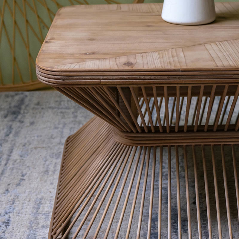 Retro Bamboo Solid Wood Coffee Table - image 5
