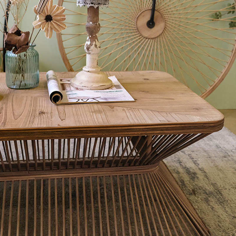 Retro Bamboo Solid Wood Coffee Table - image 4