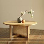 Rattan Mid-century Round Coffee Table - image 0