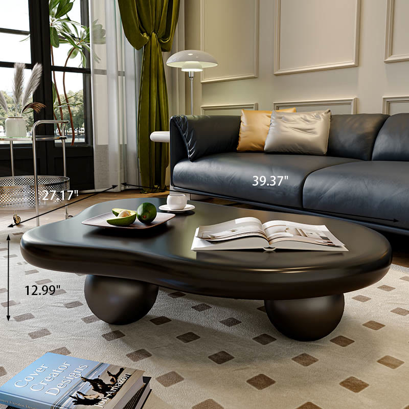 Black Cloud Round Edge Coffee Table - W39.37'' x D27.17'' x H12.99'' - image 8