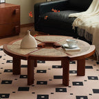 Special-shaped Rattan Round Coffee Table - Walnut - image 2