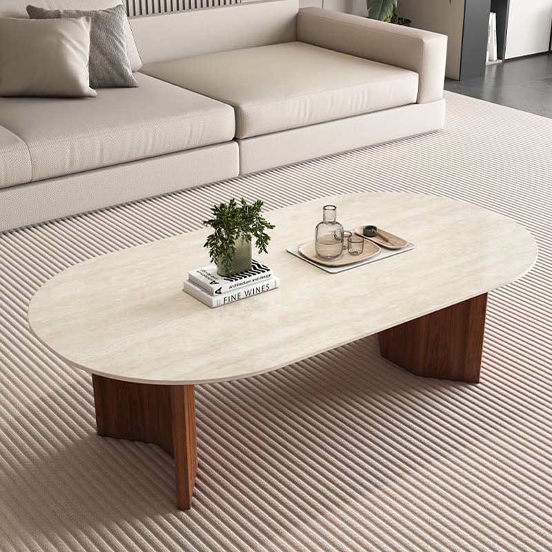Iffhome Slate Oval Walnut Coffee Table - Walnut - image 0