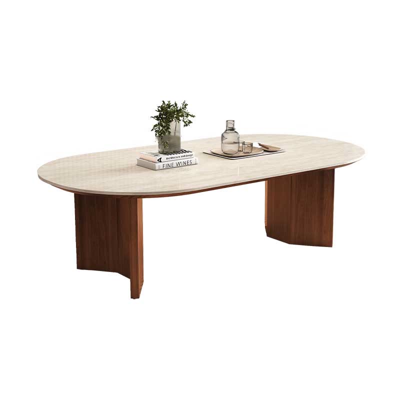 Iffhome Slate Oval Walnut Coffee Table - image 1