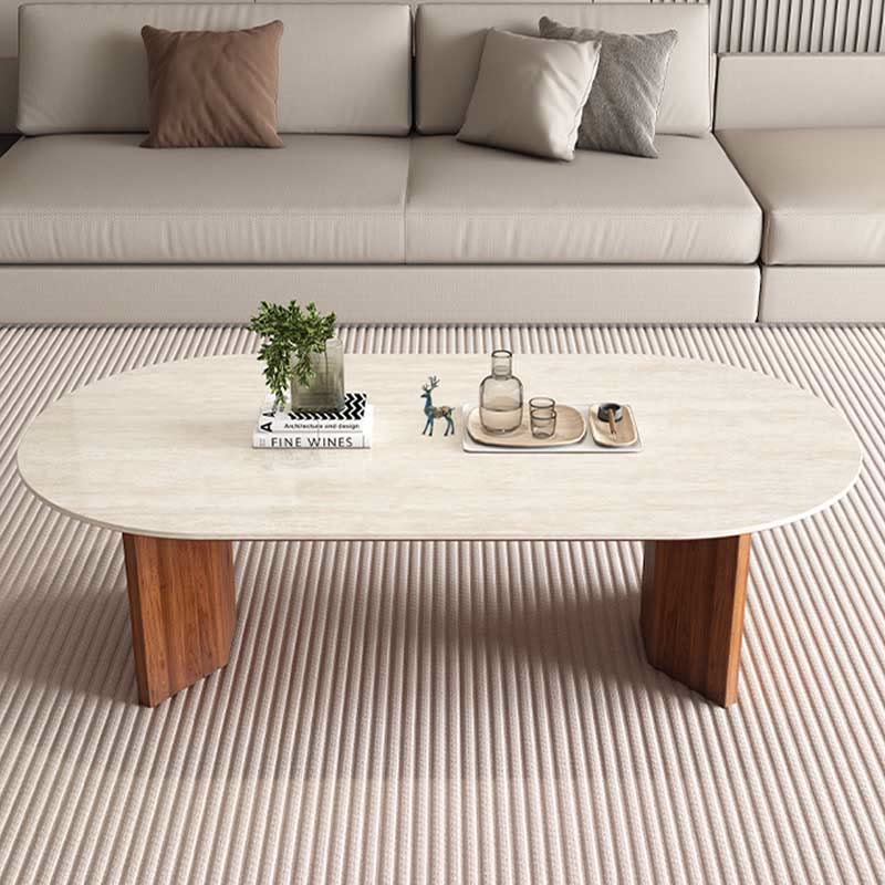 Iffhome Slate Oval Walnut Coffee Table - image 2