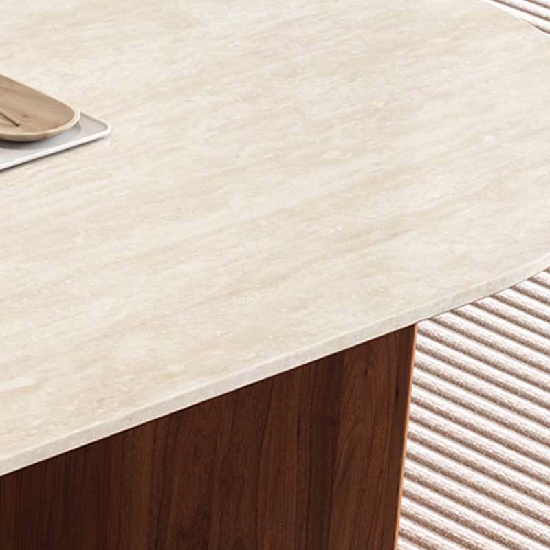 Iffhome Slate Oval Walnut Coffee Table - image 11