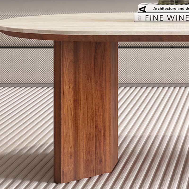 Iffhome Slate Oval Walnut Coffee Table - image 9