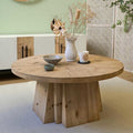 Mid-Century Classic Solid Wood Round Coffee Table - Natural Wood - image 0