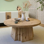 Mid-Century Classic Solid Wood Round Coffee Table - Natural Wood - image 0